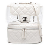 シャネル マトラッセ ココマーク チェーン ショルダーバッグ ハンドバッグ ホワイト クリア レザー ビニール レディース CHANEL 【中古】